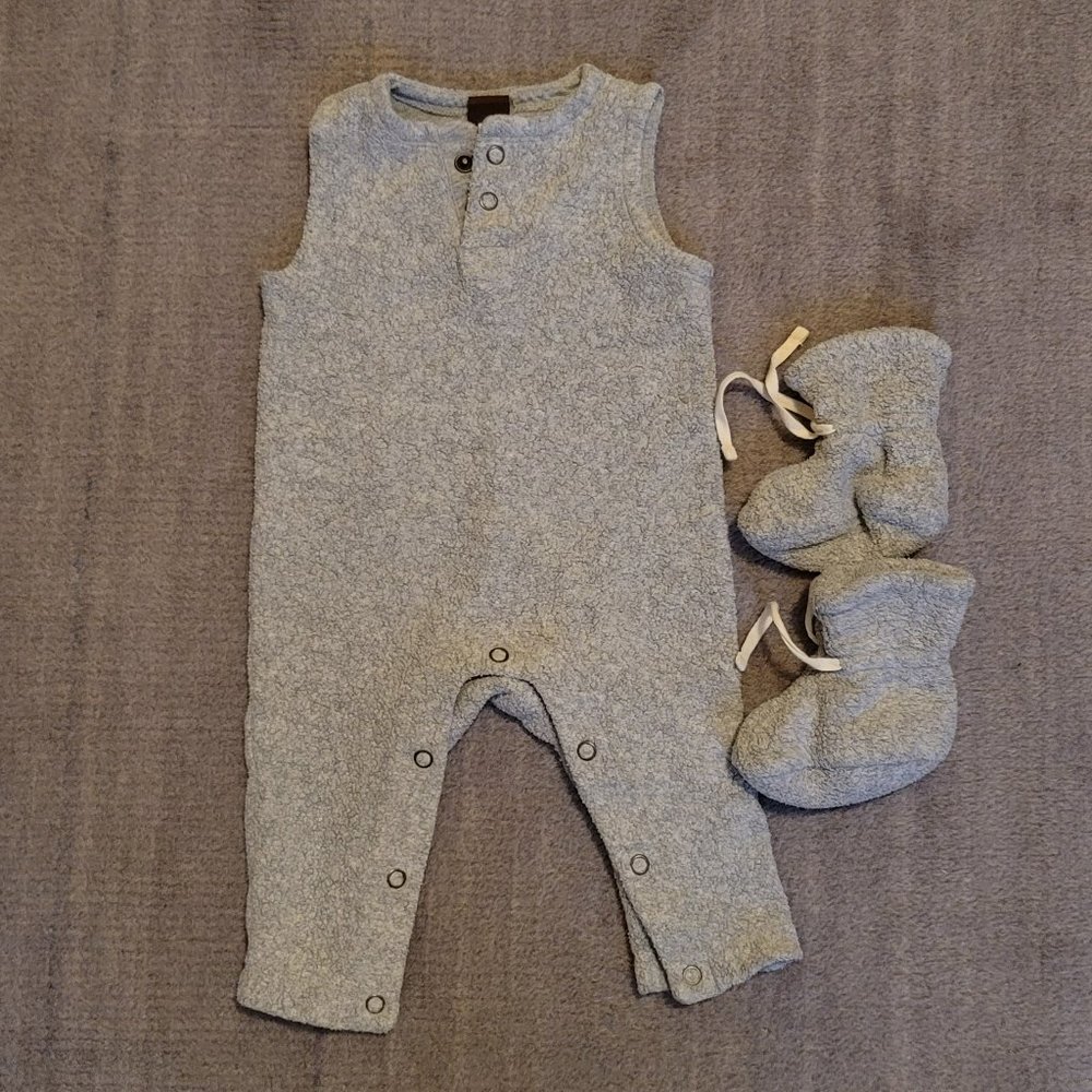 TEA Collection 3-6 Months Romper + Booties